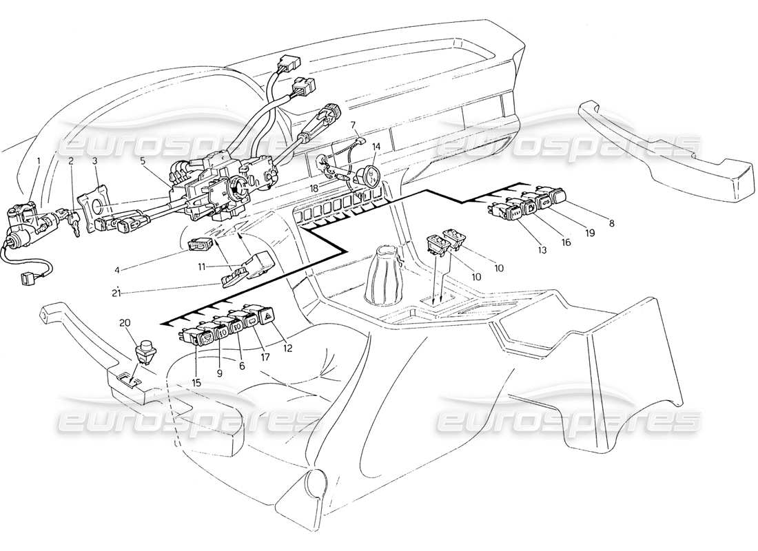maserati 222 / 222e biturbo interruptores y dirección diagrama de piezas