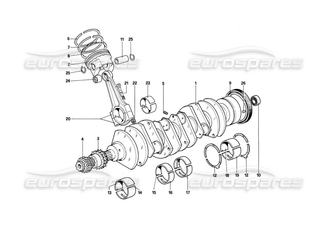 ferrari 412 (mechanical) cigüeñal - bielas y pistones diagrama de piezas
