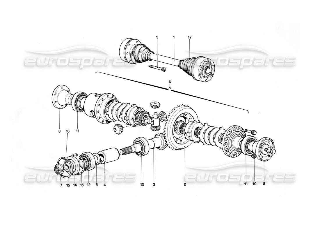ferrari 412 (mechanical) diferencial y semiejes diagrama de piezas