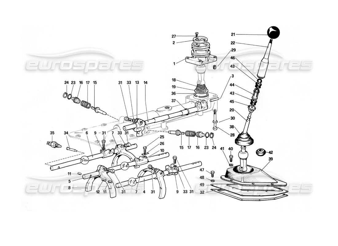 ferrari 412 (mechanical) controles interiores y exteriores de la caja de cambios: 412 m. diagrama de piezas