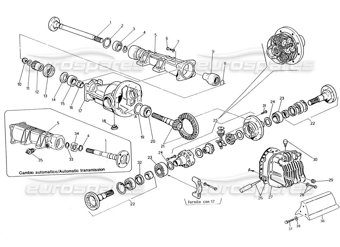 maserati 222 / 222e biturbo diferencial diagrama de piezas