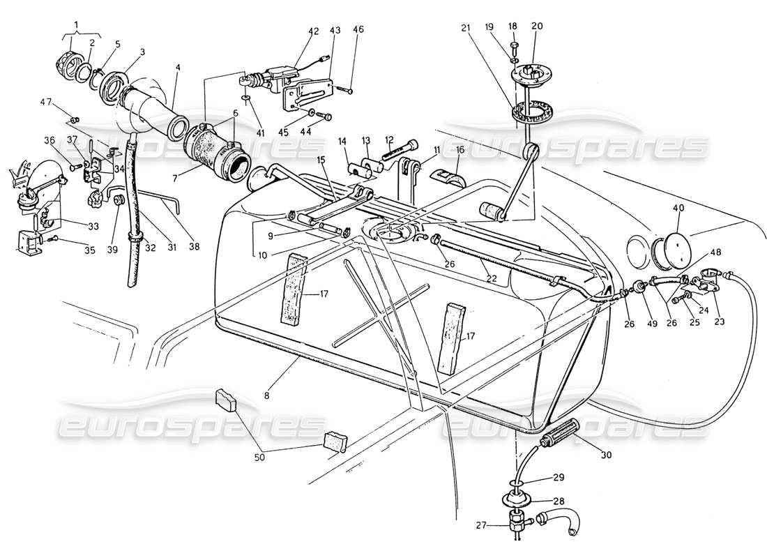 maserati 222 / 222e biturbo diagrama de piezas del tanque de combustible