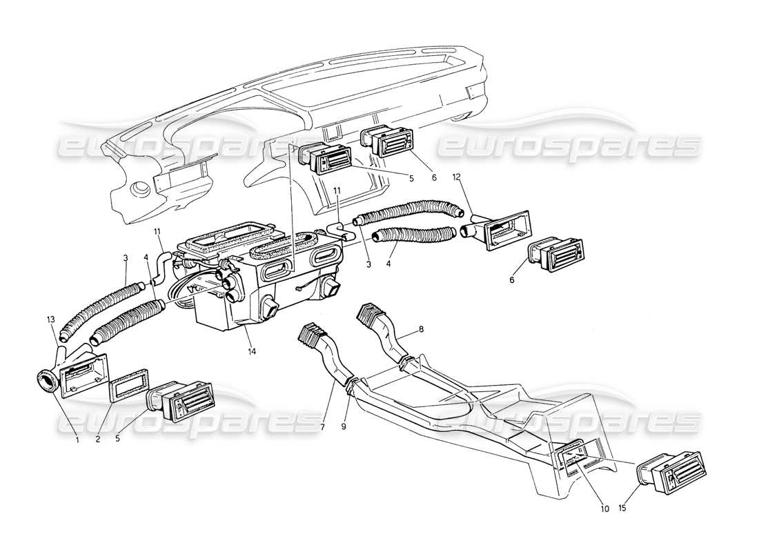 maserati biturbo spider diagrama de piezas de ventilación