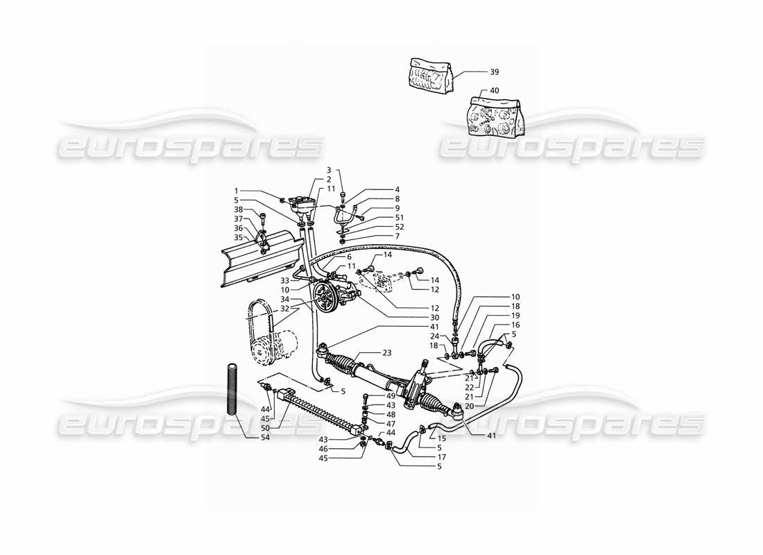 maserati qtp. 3.2 v8 (1999) diagrama de piezas del sistema de dirección asistida (transmisión izquierda)