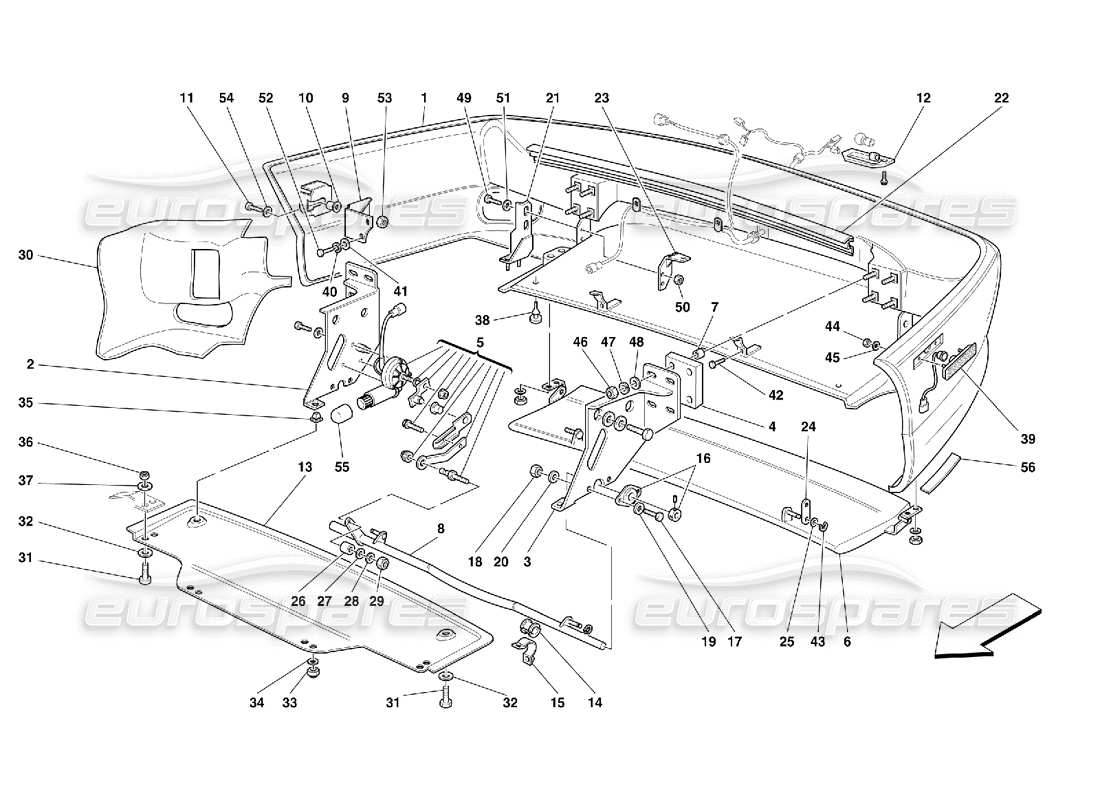 ferrari 456 gt/gta parachoques trasero y alerón móvil: no para 456 diagrama de piezas de gta