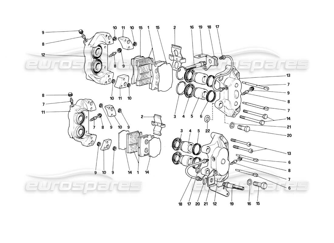 ferrari 412 (mechanical) pinzas para frenos delanteros y traseros diagrama de piezas