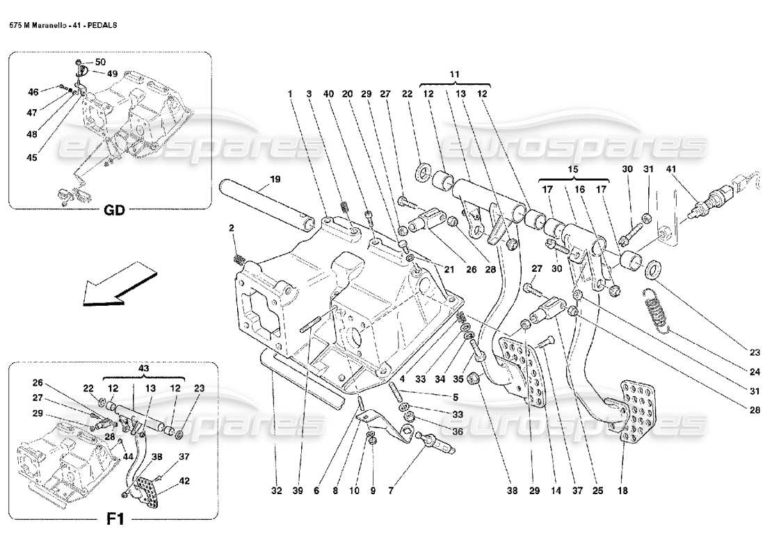 ferrari 575m maranello pedales diagrama de piezas