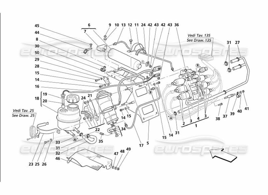maserati 4200 gransport (2005) diagrama de piezas de la unidad de potencia y el tanque