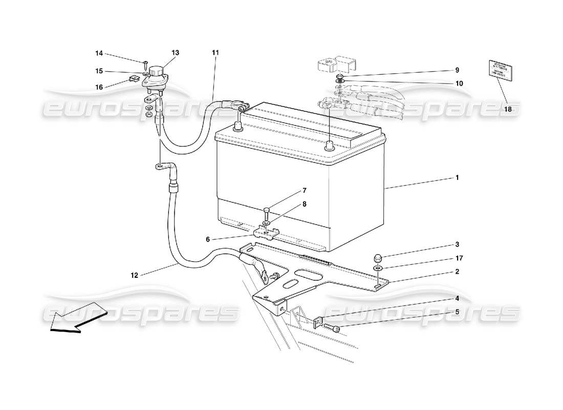 ferrari 456 gt/gta batería diagrama de piezas