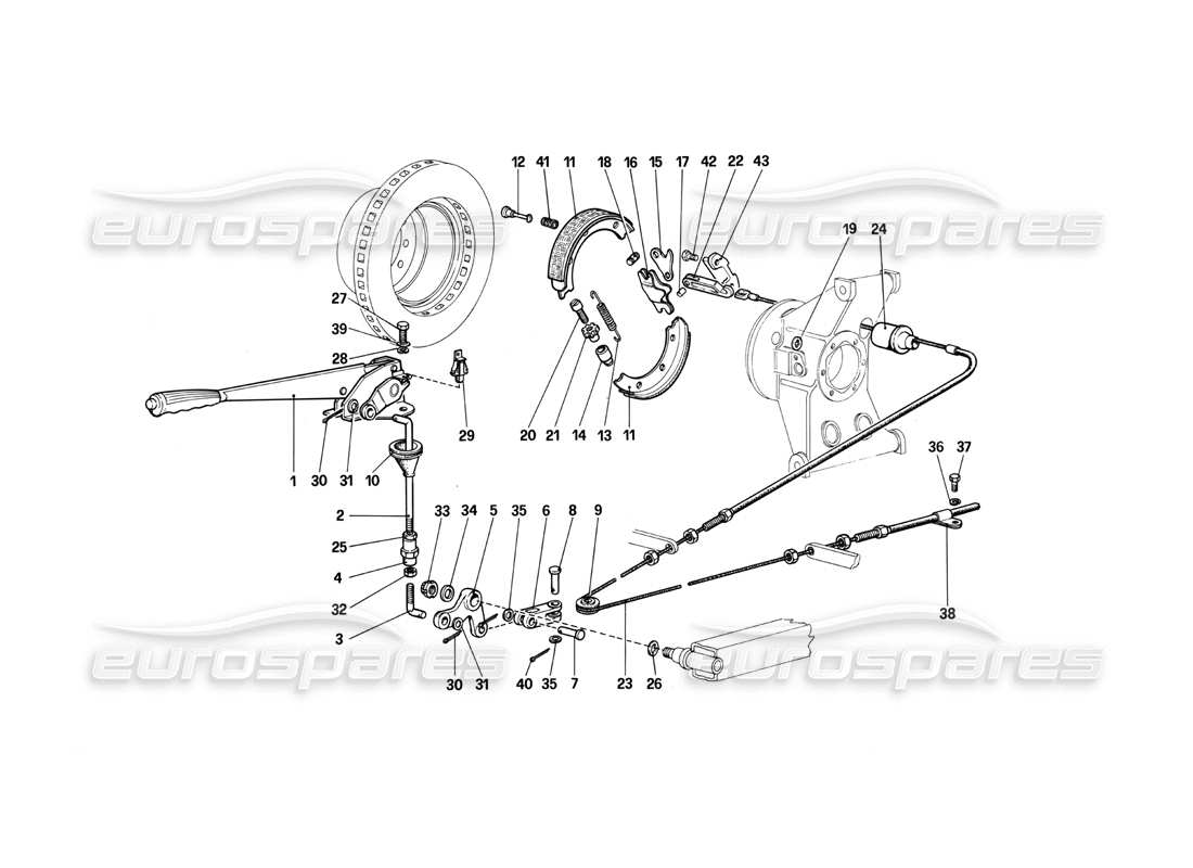 ferrari 412 (mechanical) control de freno manual diagrama de piezas