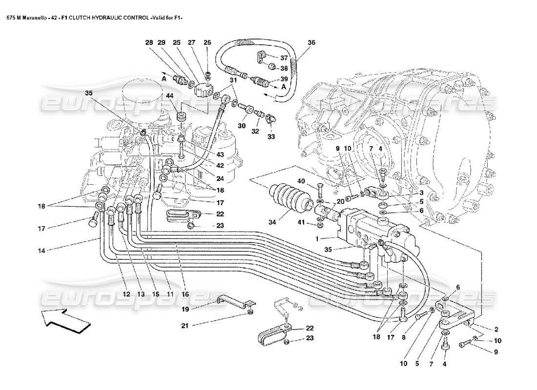 ferrari 575m maranello f1 control hidráulico del embrague válido para f1 diagrama de piezas