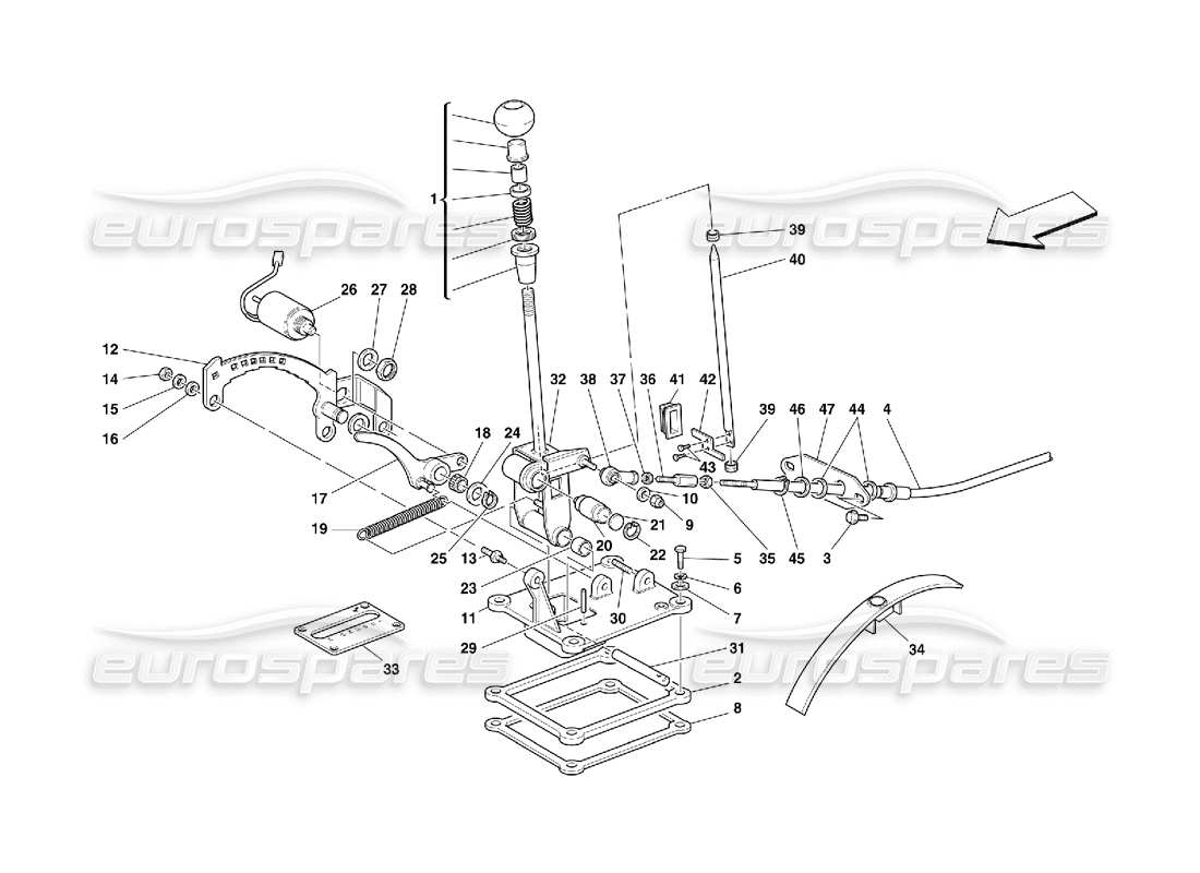 ferrari 456 gt/gta controles externos de la caja de cambios: válido para 456 diagrama de piezas de gta