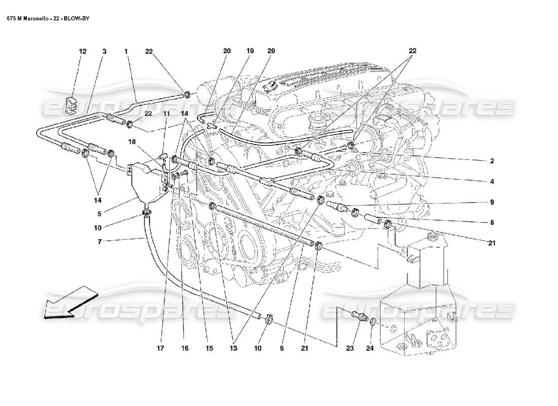 ferrari 575m maranello soplado - por diagrama de piezas del sistema