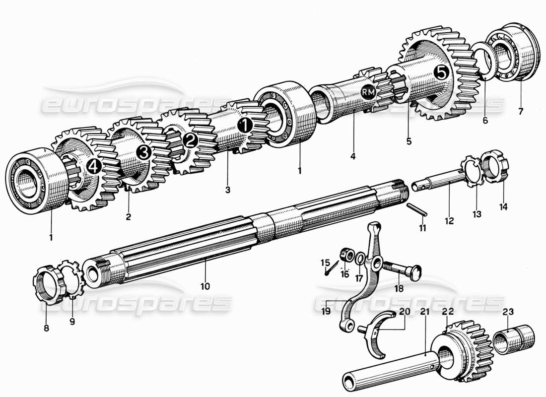 ferrari 365 gt 2+2 (mechanical) diagrama de piezas del contraeje