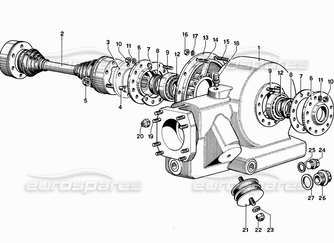 ferrari 365 gt 2+2 (mechanical) diagrama de piezas del eje trasero y del eje