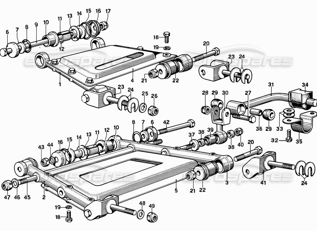 ferrari 365 gt 2+2 (mechanical) diagrama de piezas de la suspensión trasera