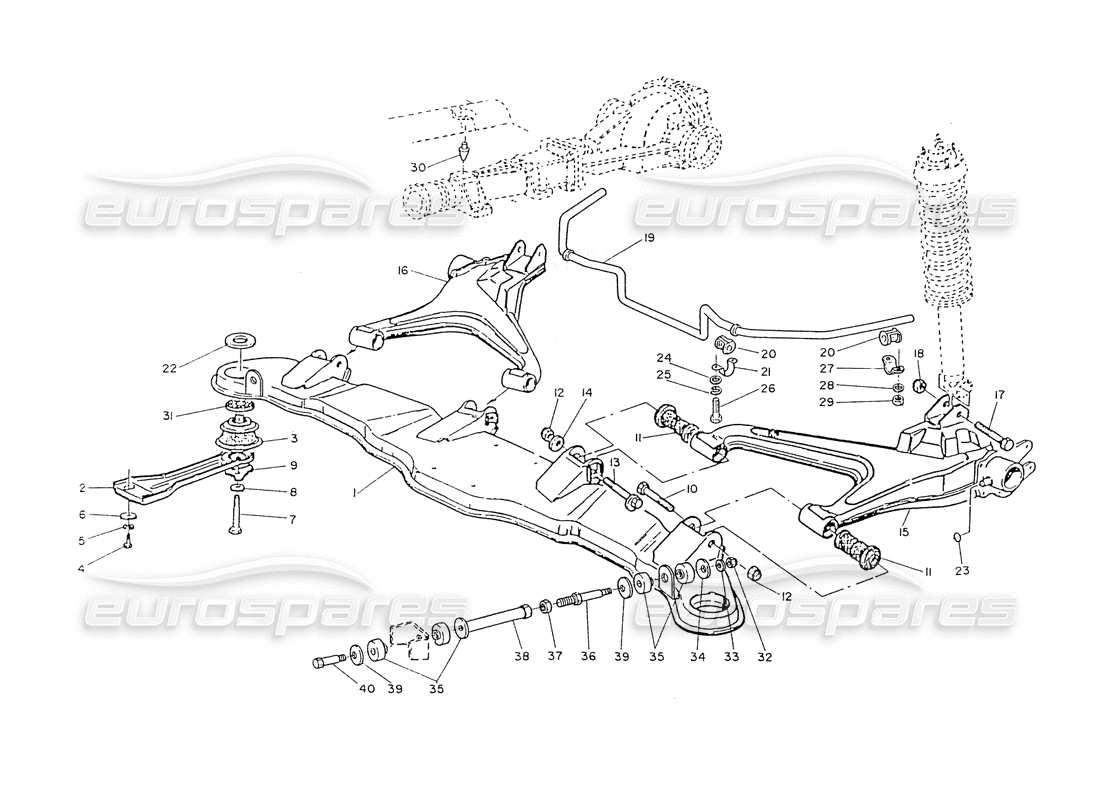 maserati ghibli 2.8 (non abs) brazos de suspensión trasera diagrama de piezas