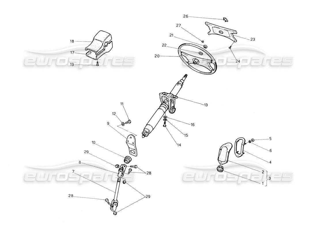 maserati biturbo spider eje de dirección y volante diagrama de piezas