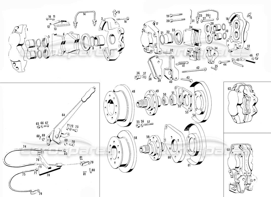 maserati mistral 3.7 frenos diagrama de piezas