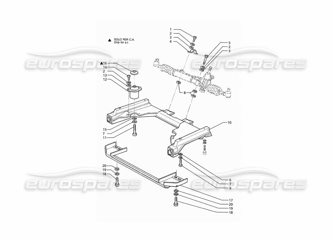 maserati ghibli 2.8 (abs) subchasis delantero de la caja de dirección diagrama de piezas