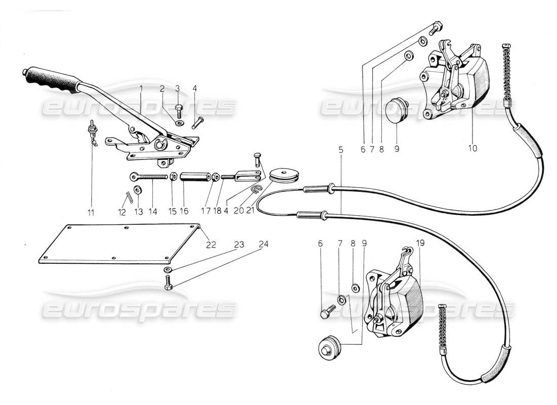 lamborghini jalpa 3.5 (1984) diagrama de piezas del freno de mano