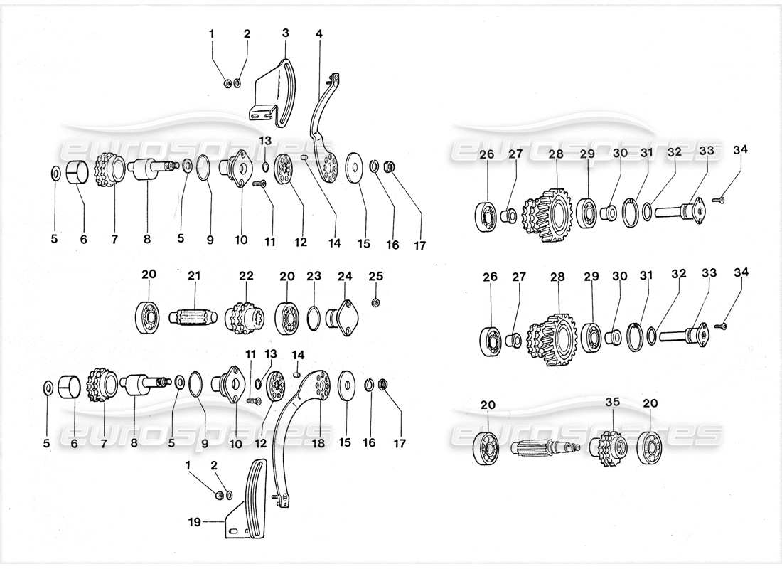 lamborghini lm002 (1988) engranajes de válvula diagrama de piezas