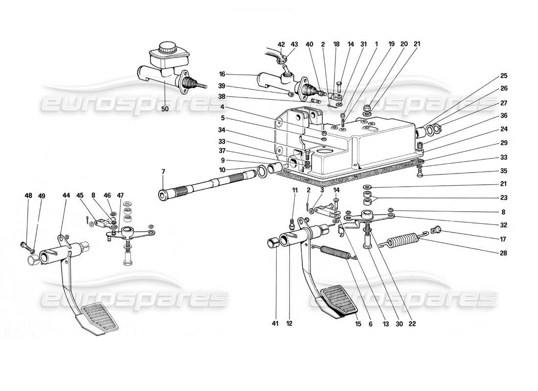 ferrari mondial 3.0 qv (1984) diagrama de piezas del control de liberación del embrague