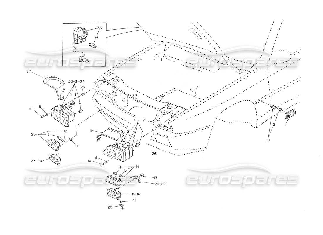 maserati ghibli 2.8 (non abs) faros diagrama de piezas