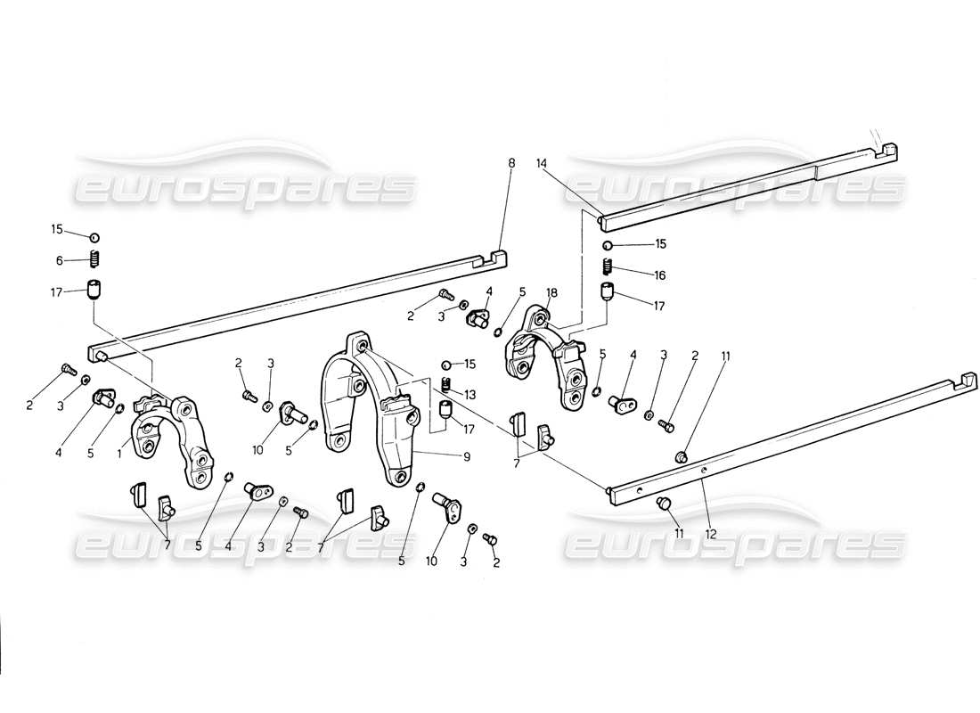 maserati biturbo spider transmisión: diagrama de piezas de controles interiores