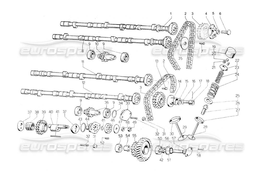 lamborghini countach lp400 distribución diagrama de piezas