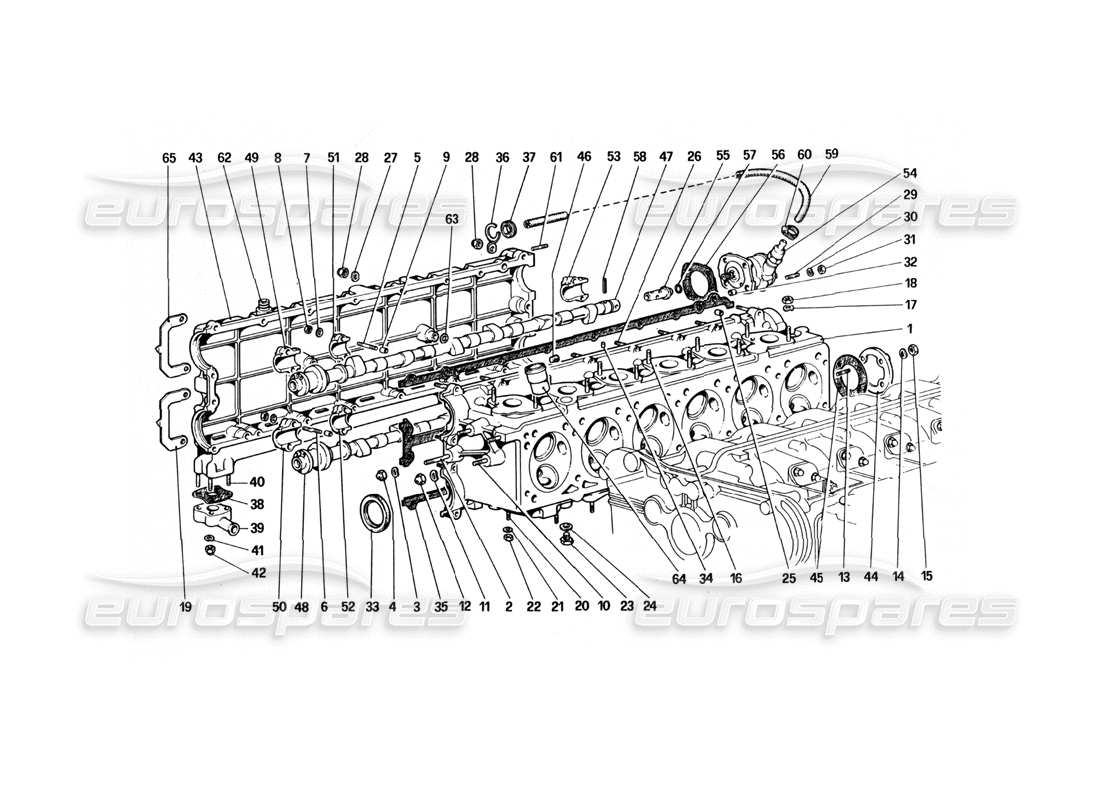 ferrari 512 bbi diagrama de piezas de la culata (derecha)