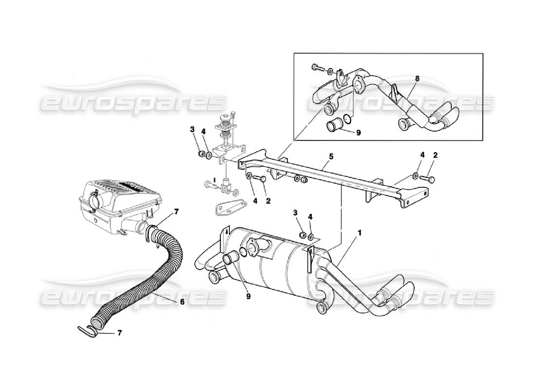 ferrari 355 challenge (1996) sistema de escape - entrada de aire diagrama de piezas