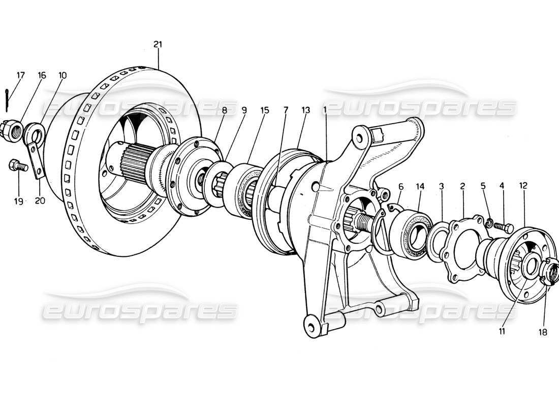 ferrari 365 gt4 2+2 (1973) diagrama de piezas de disco de freno y suspensión trasera