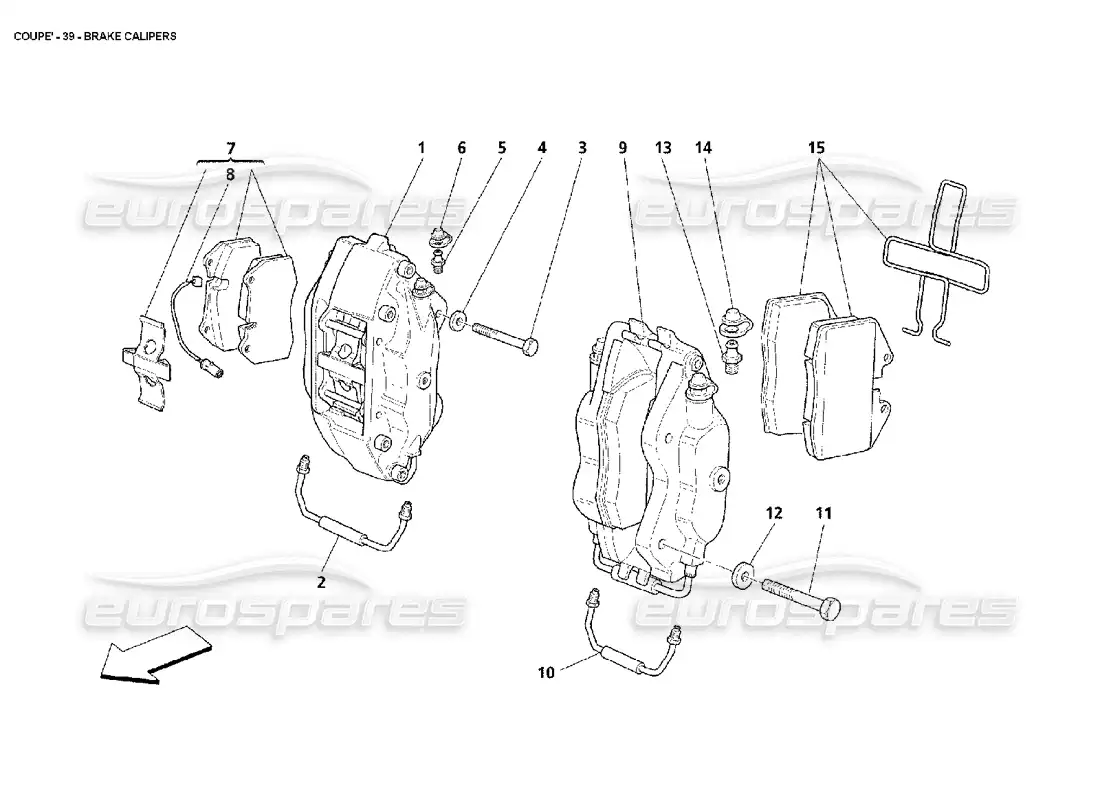 maserati 4200 coupe (2002) pinzas de freno diagrama de piezas