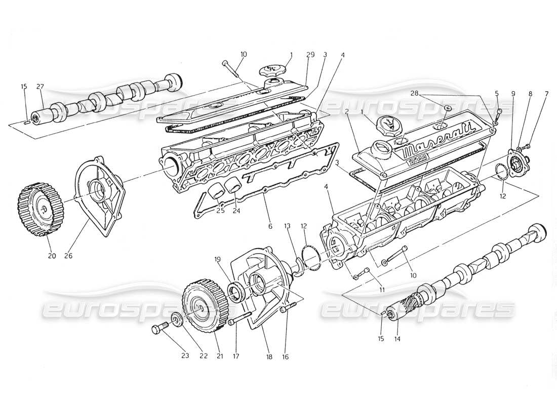 maserati karif 2.8 diagrama de piezas de sincronización