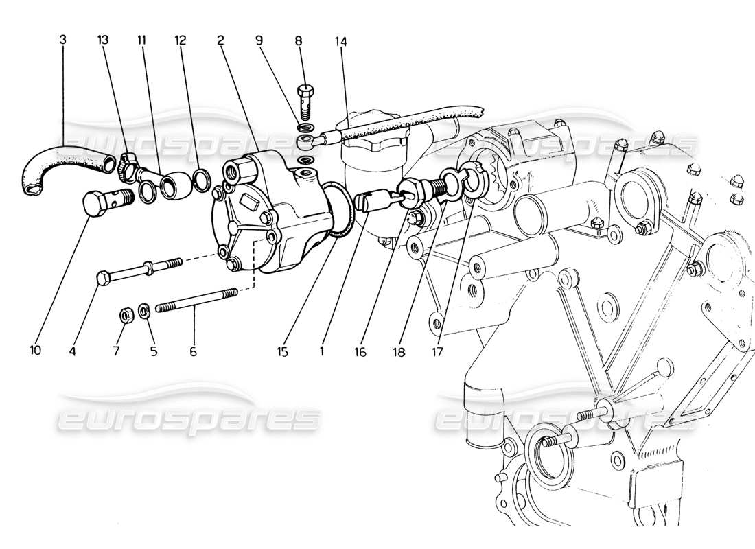 ferrari 365 gt4 2+2 (1973) diagrama de piezas de la bomba de vacío del servofreno