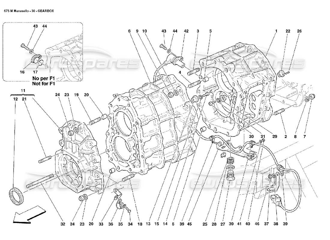 ferrari 575m maranello diagrama de piezas de la caja de cambios