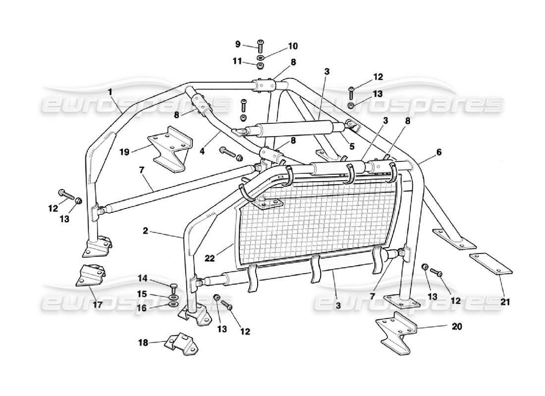 ferrari 355 challenge (1996) barra antivuelco diagrama de piezas