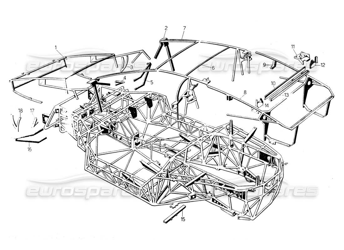 lamborghini countach lp400 chasis diagrama de piezas