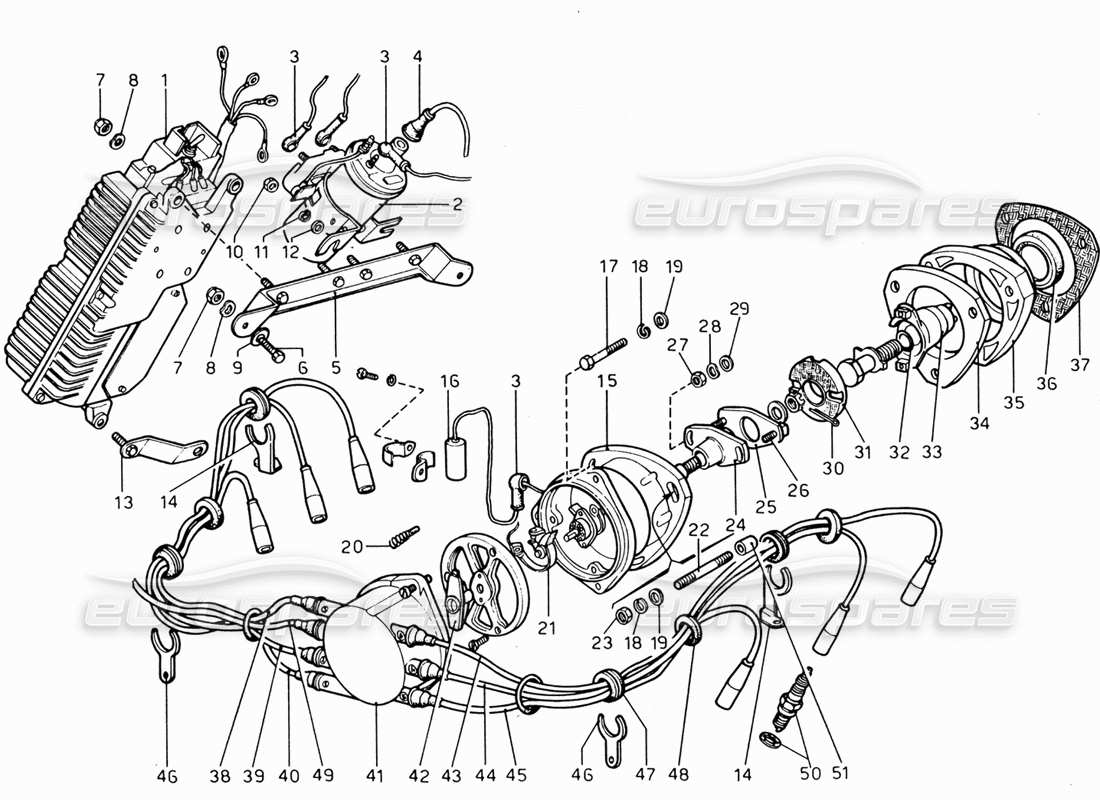 ferrari 206 gt dino (1969) diagrama de piezas de encendido del motor
