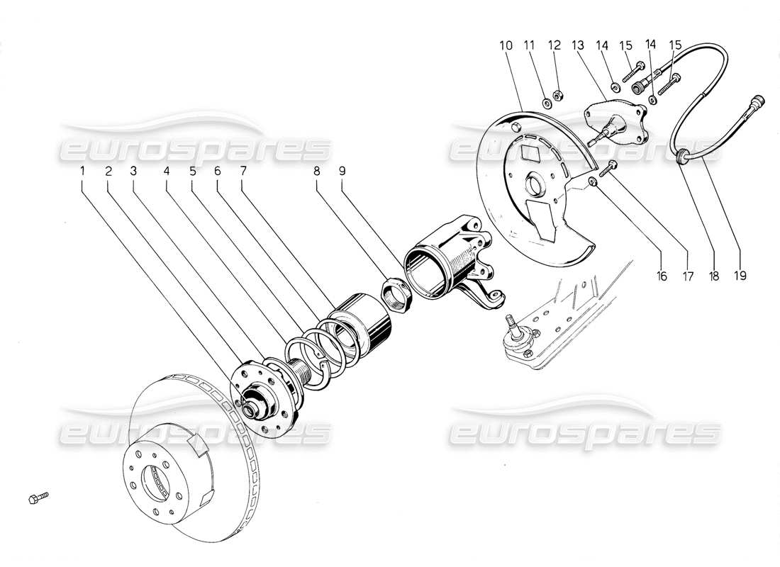 lamborghini jalpa 3.5 (1984) suspensión delantera diagrama de piezas