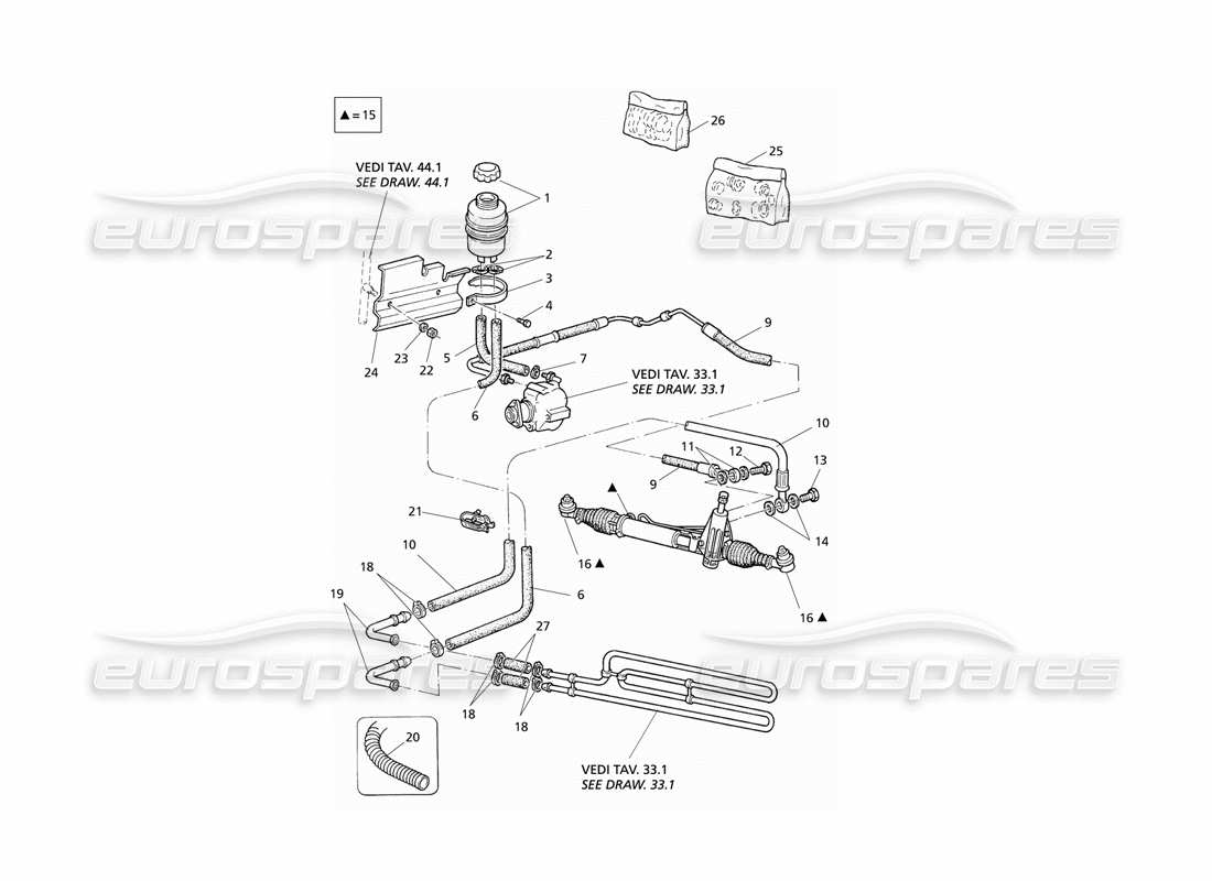 maserati qtp v6 evoluzione sistema de dirección asistida diagrama de piezas