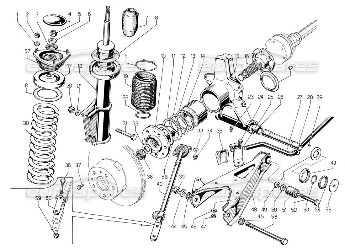 lamborghini jalpa 3.5 (1984) rear suspension diagrama de piezas