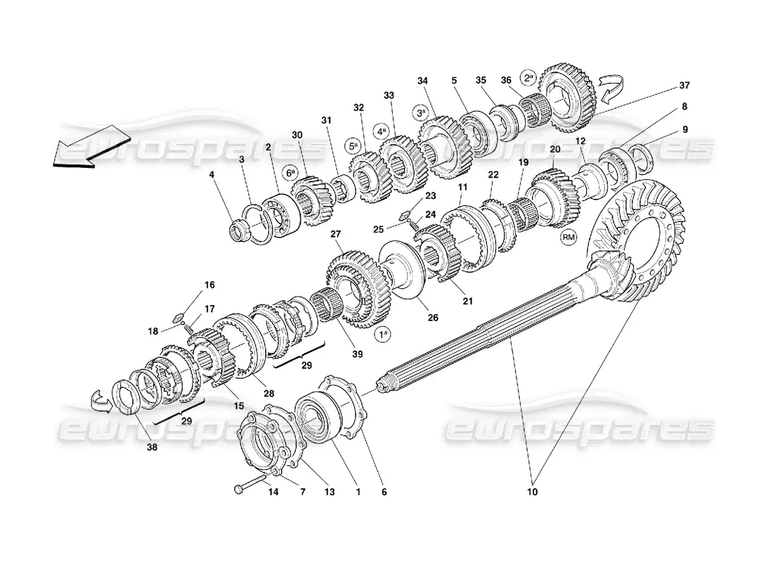 ferrari 550 maranello engranajes del eje de colocación diagrama de piezas