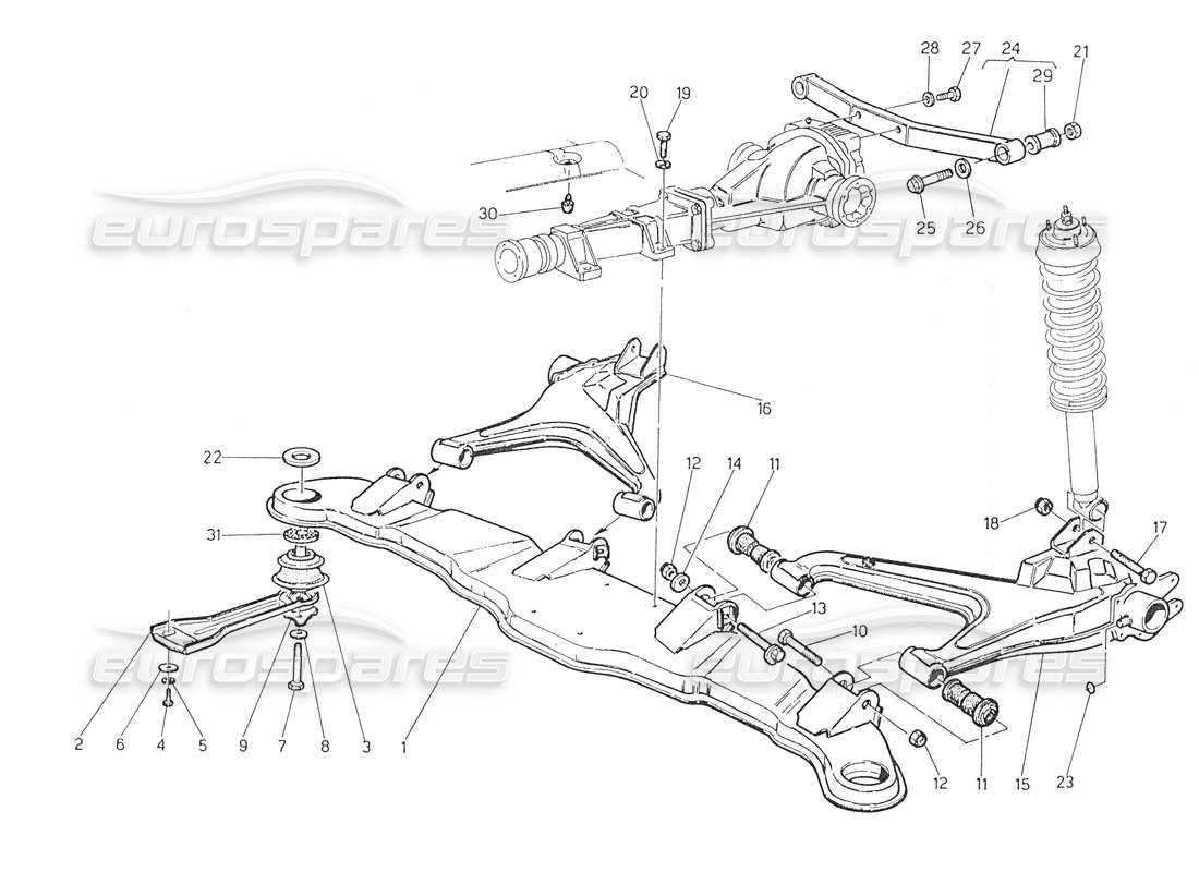 maserati biturbo spider rear suspension diagrama de piezas