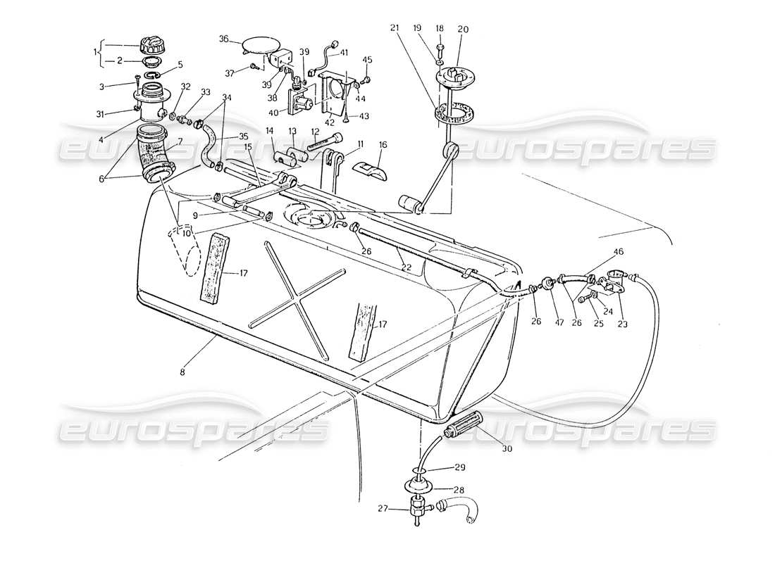 maserati karif 2.8 diagrama de piezas del tanque de combustible