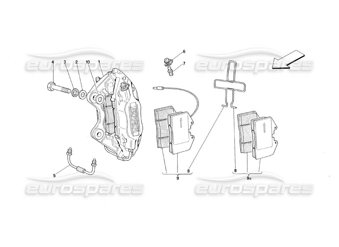 ferrari 348 (1993) tb / ts diagrama de piezas de pinzas para frenos delanteros y traseros