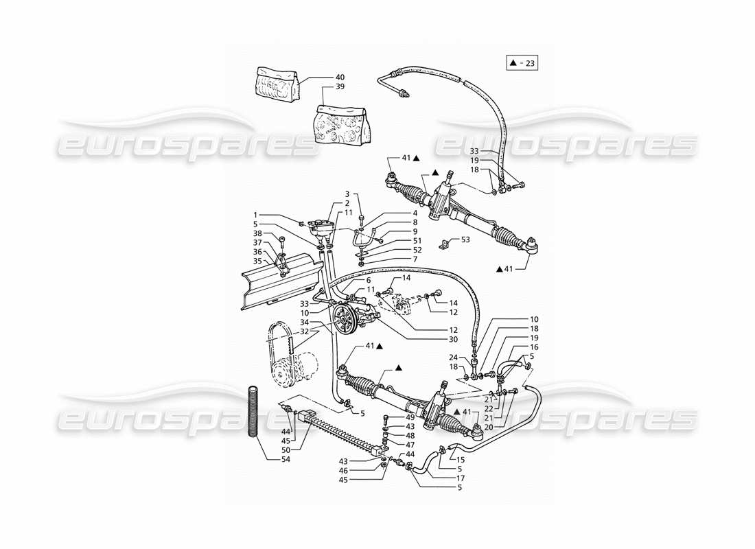maserati ghibli 2.8 (abs) diagrama de piezas del sistema de dirección asistida (transmisión izquierda, transmisión derecha)