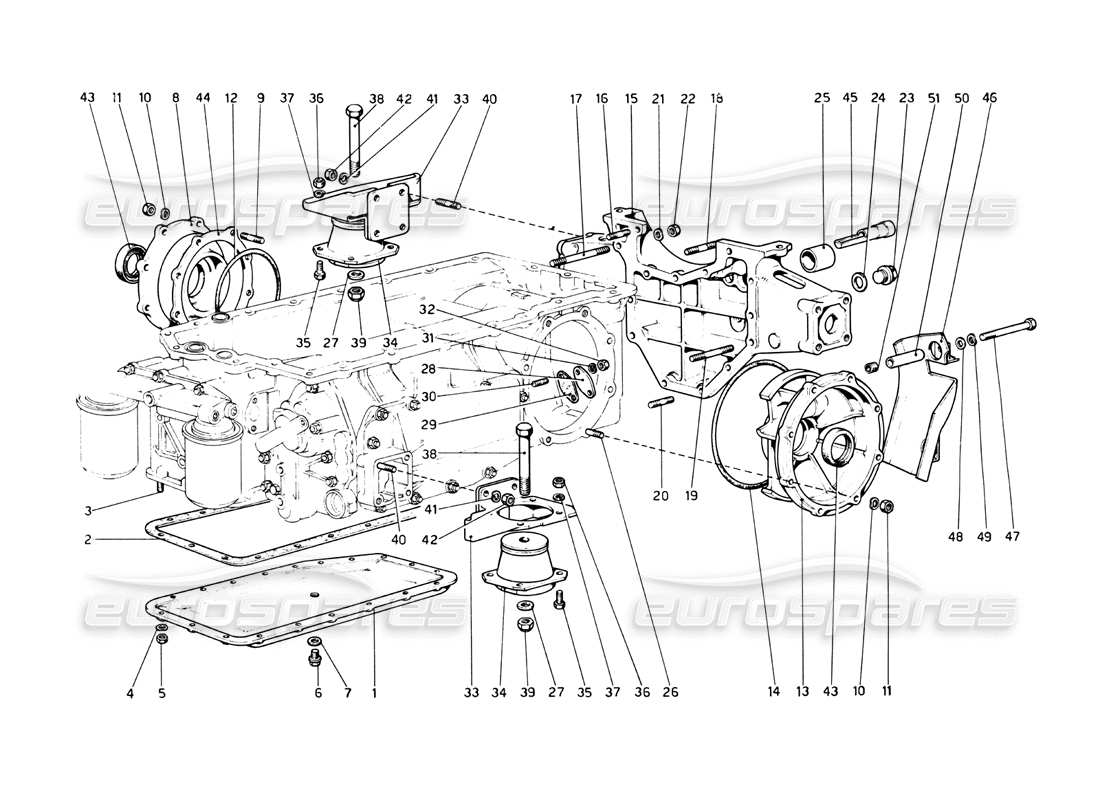 ferrari 512 bb caja de cambios - soportes y cubiertas diagrama de piezas