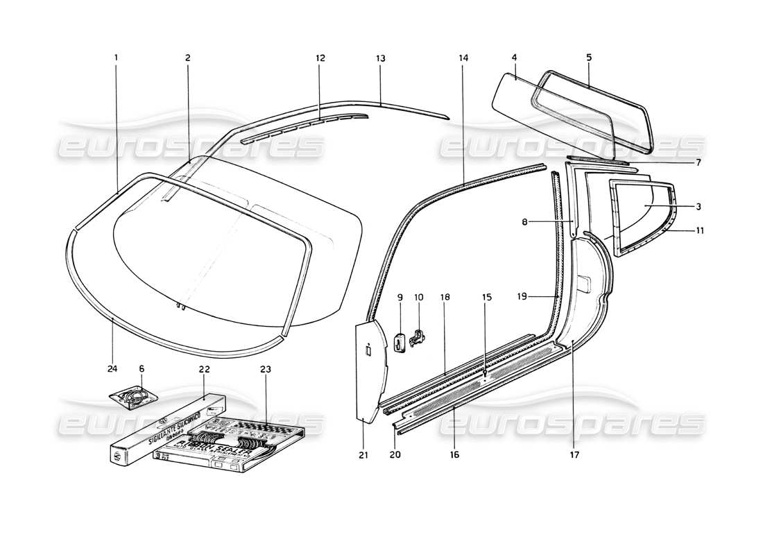 ferrari 512 bb anteojos diagrama de piezas